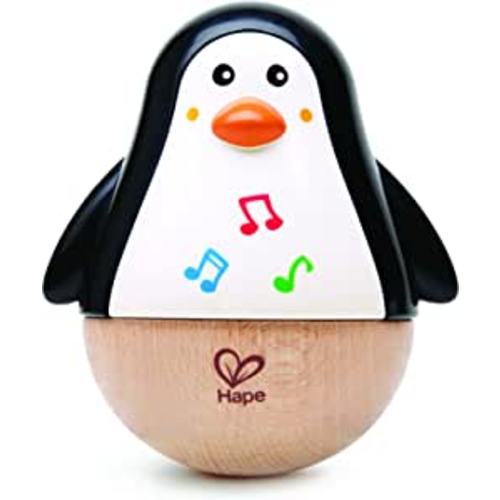 Amazon.com: Hape Wooden Penguin Musical Toy| Wobbler Roly Poly Baby Development Toy for Infants Toddlers, Black : Toys & Games