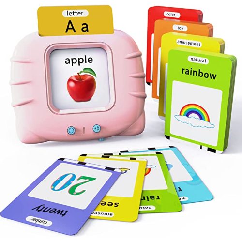 Lapare Audible Educational Toy with Music for Toddlers Age 1 2 3 4 5, 252 Sight Words Flash Cards Kindergarten Toy for Girls to Learn Alphabet Number Color Shapes and More - 252 Sight Words English + 4 songs - Pink