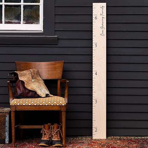Boho Growth Chart for Wall - 58"x5.75" Height Board Growth Chart Wooden Growth Chart for Wall Kids Measuring Chart for Wall Height Chart Growth Chart for Kids (Our Growing Family, Natural)