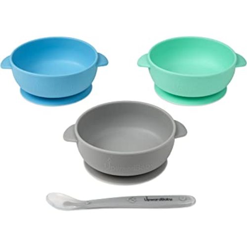 UpwardBaby Silicone Suction Bowls for Baby - Silicone Baby Bowls and Spoons - Baby Food Bowls Suction - Baby Bowl and Spoon Set - Kids Suction Bowls - Silicone Bowls for Toddlers - Kids Silicone Bowls