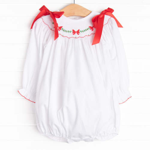 Let's Be Jolly Smocked Bubble, White
      
      
      
        –
        Stitchy Fish