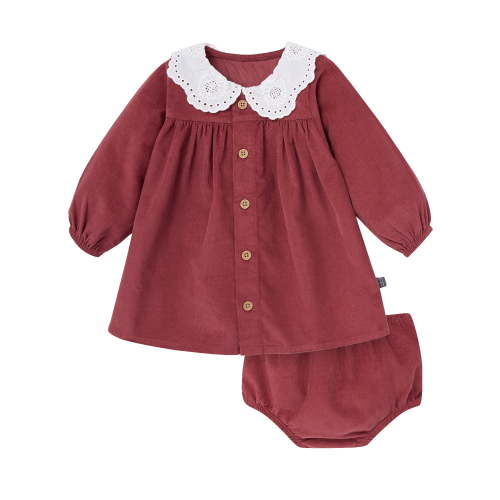 Modern Moments by Gerber Dress With Crochet Lace Collar and Diaper Cover, 2-Piece, Sizes 0/3 Months - 24 Months
