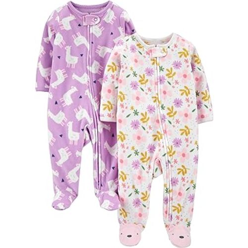 Simple Joys by Carter's Baby Girls' Fleece Footed Sleep and Play, Pack of 2