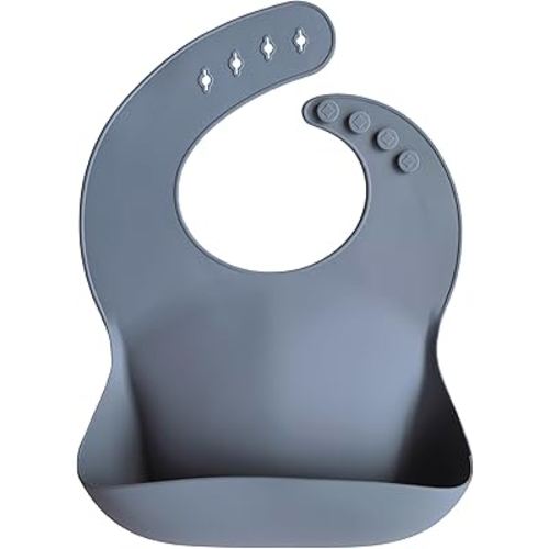 mushie Silicone Baby Bib | Adjustable Fit Waterproof Bibs (Tradewinds)