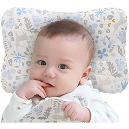 Soft Hypoallergenic Baby Head & Neck Support Organic Cotton Cover Machine Washable (Bambi Blue)
