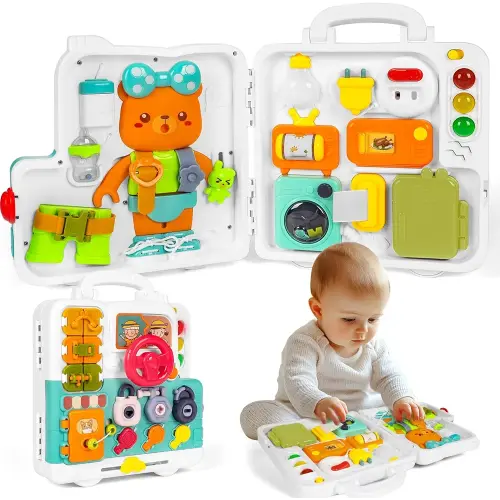 Montessori Toys for 1-2 Year Old Boy Girl, Busy Board for Toddlers 1-3, Toddler Sensory Toys Age 1-2, Baby Learning Toys for 12-18 Month, Educational Toys for 0-2 Year Old Boy Birthday Gift