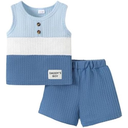 Baby Boy Summer Clothes Infant Toddler Boys Outfits Sleeveless Tank Tops Vest T-Shirt Casual Shorts Set 2 Piece