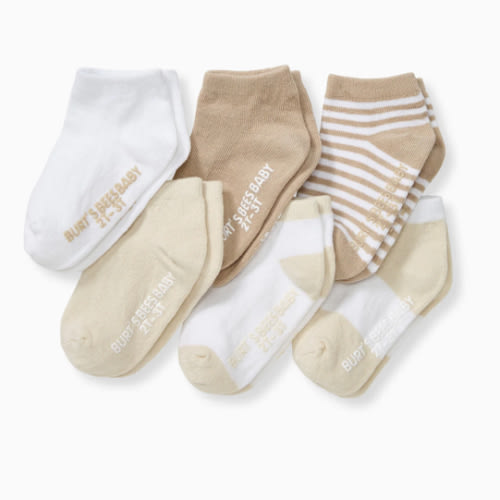 Solid & Stripes Organic Cotton Baby Ankle Socks 6 Pack - Oat – Burt's Bees Baby