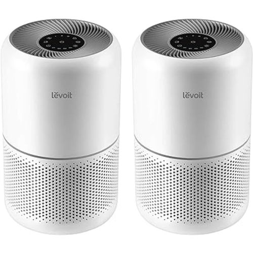 LEVOIT Air Purifier for Home Allergies Pets Hair in Bedroom, Covers Up to 1095 ft² by 45W High Torque Motor, 3-in-1 Filter, Sleep mode, Remove Dust Smoke Pollutants Odor, Core 300-P, White, 2 Pack