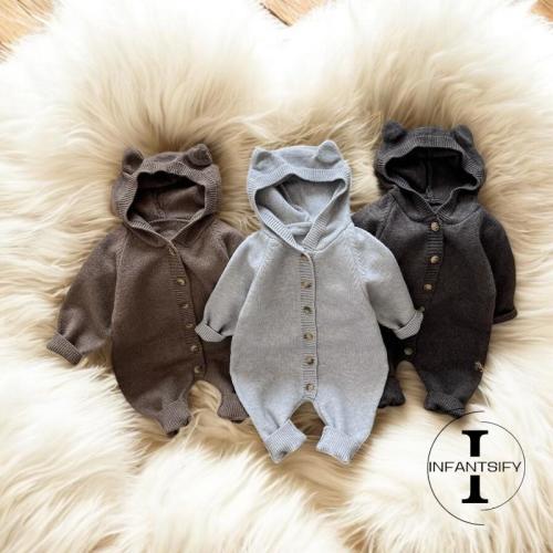 Autumn Baby Romper, Hooded Baby Jumpsuit, Seasonal Baby Outfit, Minimalist Baby Overalls, Stylish Baby Wear, Casual Baby Apparel