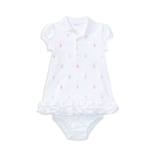 Girls' Ruffled & Embroidered Polo Dress with Bloomers - Baby