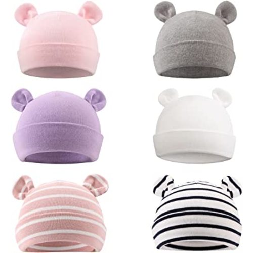 PESAAT Newborn Hospital Hat 0-12Months Preemie Boys Girls Beanie Solid Infant Baby Hats Autumn Winter