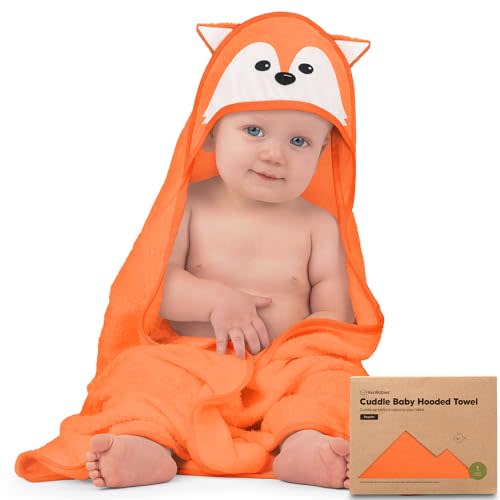 KeaBabies Baby Hooded Towel - Viscose Derived from Bamboo Baby Towel, Toddler Bath Towel, Infant Towels, Large Hooded Towel, Organic Baby Towels with Hood for Girls, Babies, Newborn Boys (Fox)
