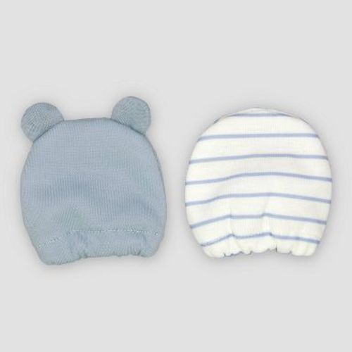 Carter's Just One You® 2pk Baby Girls' Bear Mittens - Blue: Newborn Gloves, Elastic Cuffs, Knit, 0-3 Months