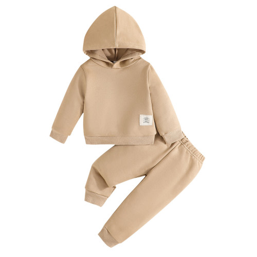 Baby Boys Outfit Sets Solid Hoodie Sweatsuit Hooded Sweatshirt Tops + Jogger Pants Fall Winter Sweatsuit Children Clothing Sets