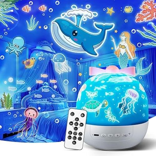 PIKOY Kids Toys for Girls Gifts, 15 Films Light Projector for Girls Toys Age 6-8, 15 Soothing Music for Kids Toys 0-10,Star+Unicorn+Princess+Mermaid Projector Toddler Girl Toys, 1 Year Old Girl Gifts