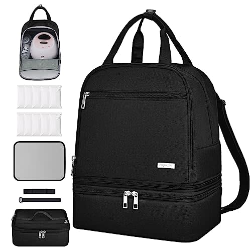 DERJUNSTAR Breast Pump Bag, Spectra Pump Backpack, Mini Pumping Bags with Pockets for Working Mom, Compatible with Spectra S1, S2, Black
