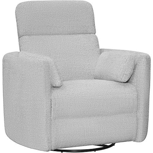 Radius Manual Recliner Swivel Accent Chair in Angora Linen
