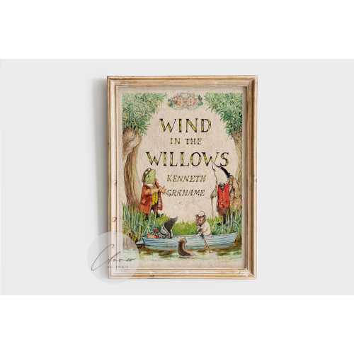 The Wind in the Willows Book Cover Art Print | Bookish Gift for Book Lover and Bookworm | Vintage Digital Printable | Classic Book Lover Art