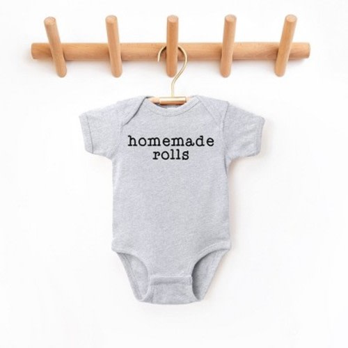 The Juniper Shop Homemade Rolls Typewriter Baby Bodysuit - Newborn - Heather Grey