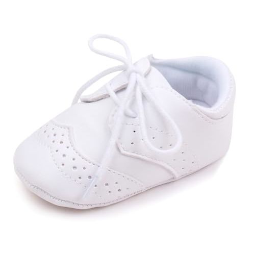Baby Boys Girls Shoes Soft Sole Non-Slip PU Leather Baptism Christening Shoes Infant First Walker Shoes Toddler Crib Shoes Newborn Loafers Flats Shoes
