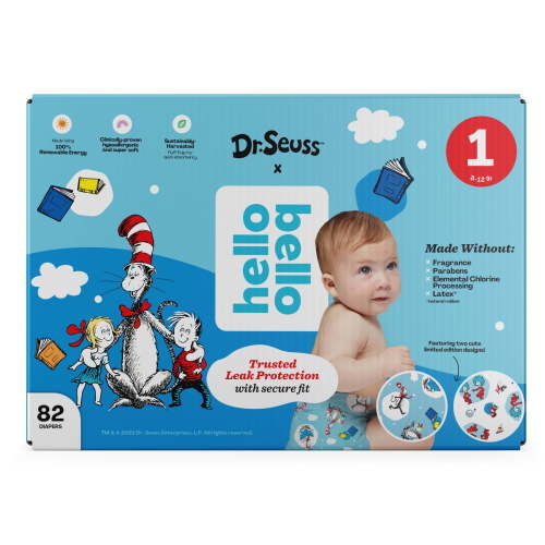 Hello Bello X Dr. Seuss Premium Baby Diapers, Cat in the Hat, Infant Size 1, 82ct