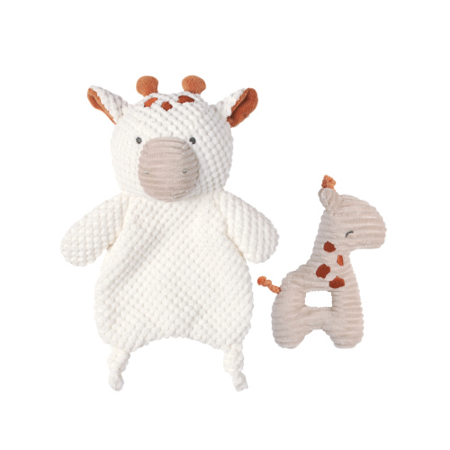 Modern Moments by Gerber Infant Unisex Plush Velboa Lovie & Rattle Toys, 2-Piece, Gray Giraffe & Baby Giraffe Rattle