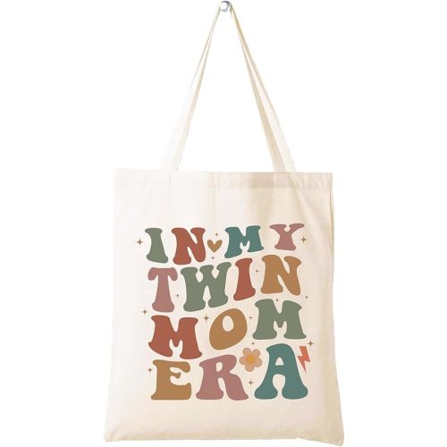 LIBIHUA Twin Mom Club - Gender Reveal & Twin Announcement Gift - New Mom & Baby Gift Shower - Shoulder & Tote Bag