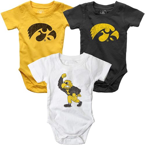 Wes and Willy Baby College Team 3 Pack of Cotton Rompers