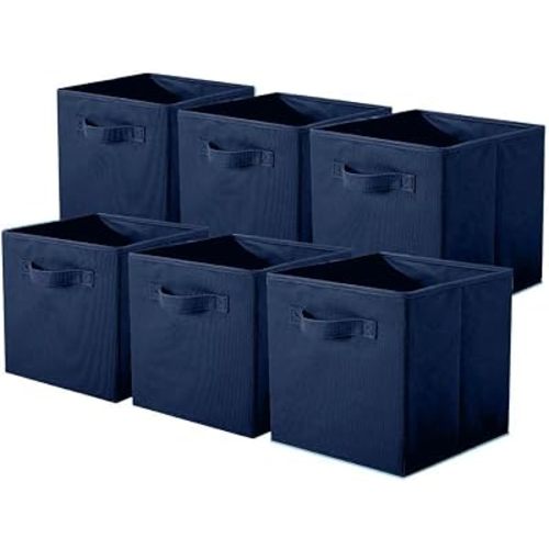 ShellKingdom Storage Bins, Foldable Fabric Storage Cubes and Cloth Organizer Drawer for Closet and Toys, 6 Pack (Dark Blue)