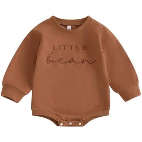 VISGOGO Newborn Baby Girl Boy Bubble Romper 3 6 9 12 18M Onesie Sweatshirt Long Sleeve Oversized Fall One-Piece Bodysuit