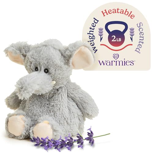 Warmies Microwavable & Weighted Stuffed Animals, Gray Elephant - Heated Stuffed Animal Plushie for Warmth & Comfort - Cute Soft Plush Toys for Boys, Girls, Babies & Toddlers