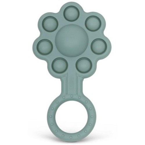 Silicone Baby Pop-it Flower Rattle - Engage Your Baby's Senses with Vibrant Colors and Popping Delight with Sensory Teething Fun - Sage