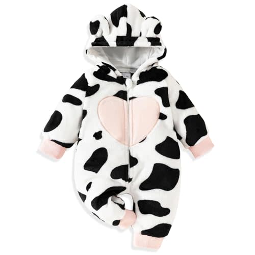 AMAWMW Newborn Baby Girl Winter Outfit Hooded Jumpsuit Infant One Piece Romper Baby Warm Snowsuit Clothes Gifts Set