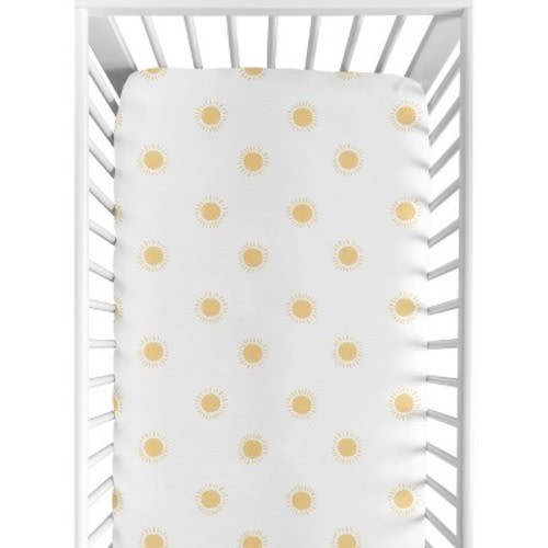 Sweet Jojo Designs Boy or Girl Gender Neutral Unisex Baby Fitted Crib Sheet Boho Sun Yellow and White