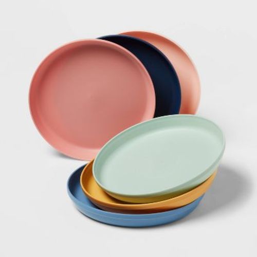 7" 6pk Plastic Kids' Dinner Plates - Pillowfort™: Toddler Plates, Reusable, Dishwasher & Microwave Safe