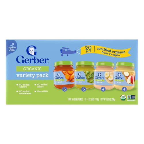 Gerber 1st Foods Organic Baby Food, Fruit & Veggie Value Pack, 4 oz., 20 ct.