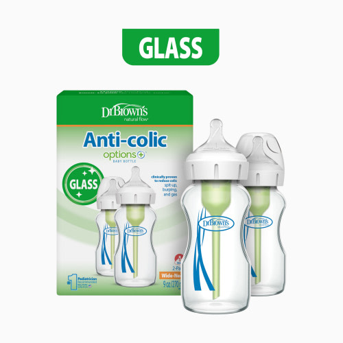 Dr. Brown's Anti-colic Options+ Wide-Neck Glass Baby Bottle - 9 Oz