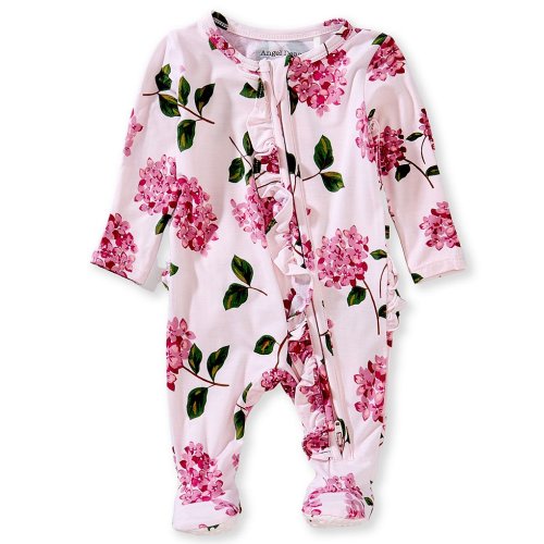Dillard’s - Angel Dear Baby Girls Newborn-12 Months Hydrangeas Print Ruffle 2-Way Zipper Footie