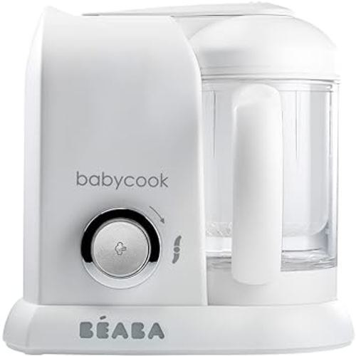 BEABA Babycook Solo 4 in 1 Baby Food Maker, Baby Food Processor, Steam Cook + Blend, Lrg Capacity 4.5 Cups Makes 27 Servings in 20 Mins, Cook Healthy Baby Food at Home, Dishwasher Safe, White