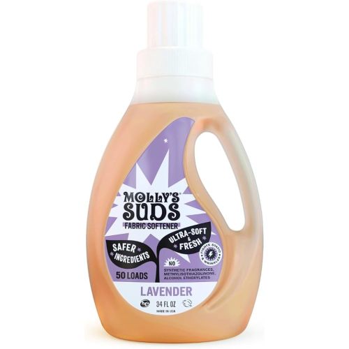 Molly’s Suds Fabric Softener Liquid for Sensitive Skin | Vinegar-Powered, Infused with Essential Oils | Fights Static, Reduces Wrinkles, Deodorizes | Lavender, 50 Loads