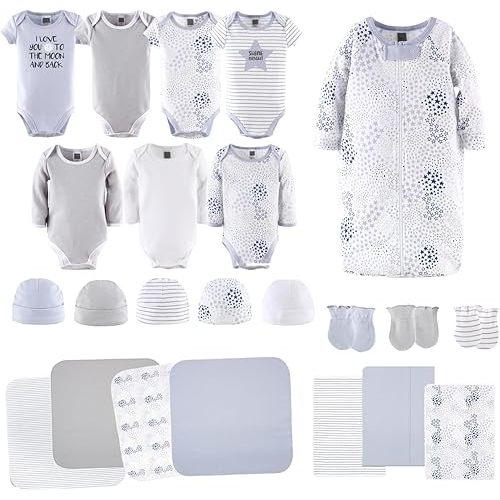 The Peanutshell Newborn Layette Gift Set for Baby Boys or Girls | 23 Piece Gender Neutral Newborn Clothes & Accessories Set | Fits Newborns to 3 Months