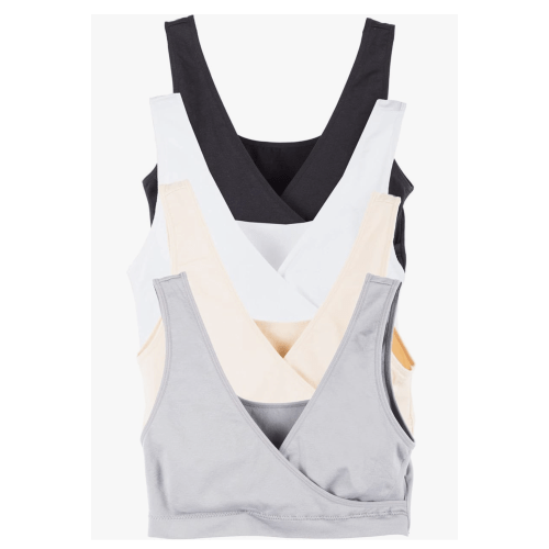 Caramel Cantina 4 Pack Nursing Maternity Women’s Sleep Comfort Bralette Bra (Small, Basics)