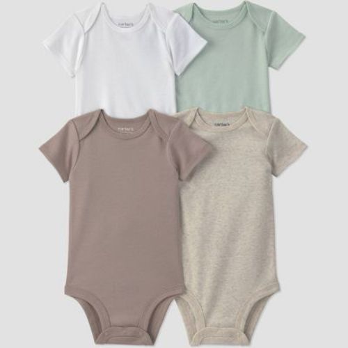 Carter's Just One You® Baby 4pk Short Sleeve Bodysuits - Taupe/White/Green Newborn