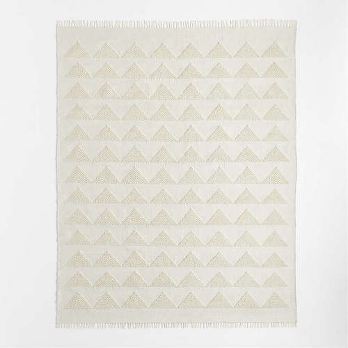 Hi/Low Triangle Pampas Ivory Flatweave Kids Performance Area Rug 6'x9'