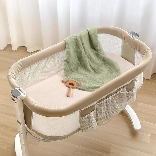 lulumoon Baby Bassinet Sheets Muslin: Cotton Bedside Bassinet Sheets Floral for Girls - Fitted for Bedside Sleeper Mattress