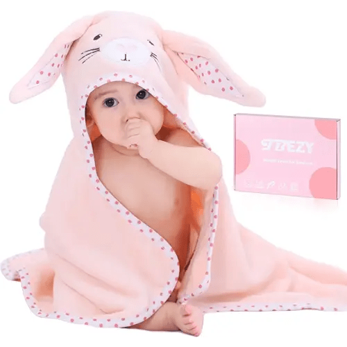 Baby Hooded Towel with Unique Animal Design Ultra Soft Thick Cotton Bath Towel for Newborn (Bunny)