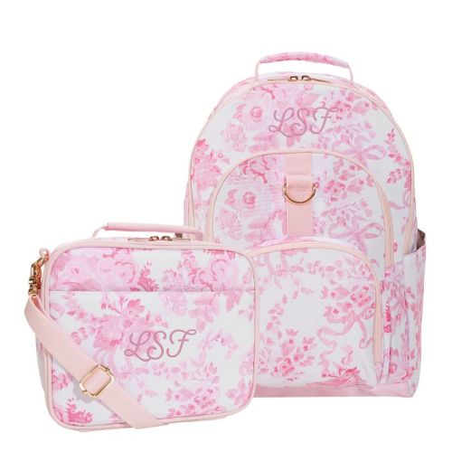 Gear-Up LoveShackFancy Pink Damask Backpack & Cold Pack Lunch Bundle