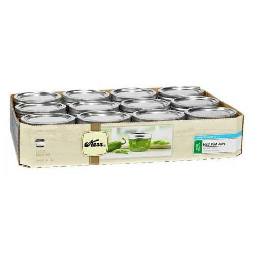 Kerr 8 oz. Wide Mouth Half-Pint Canning Jars with SureTight Lids and Bands, BPA-Free, 12 Count
