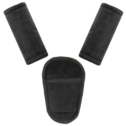 Car Seat Straps Pads for Baby Boys 3 Pieces,Super Soft Car Seat Strap Covers Kids,Man Fai Sky Infant Carseat Shoulder Pading, Hip Support for All Car Seats, Pushchair, Stroller(Black)